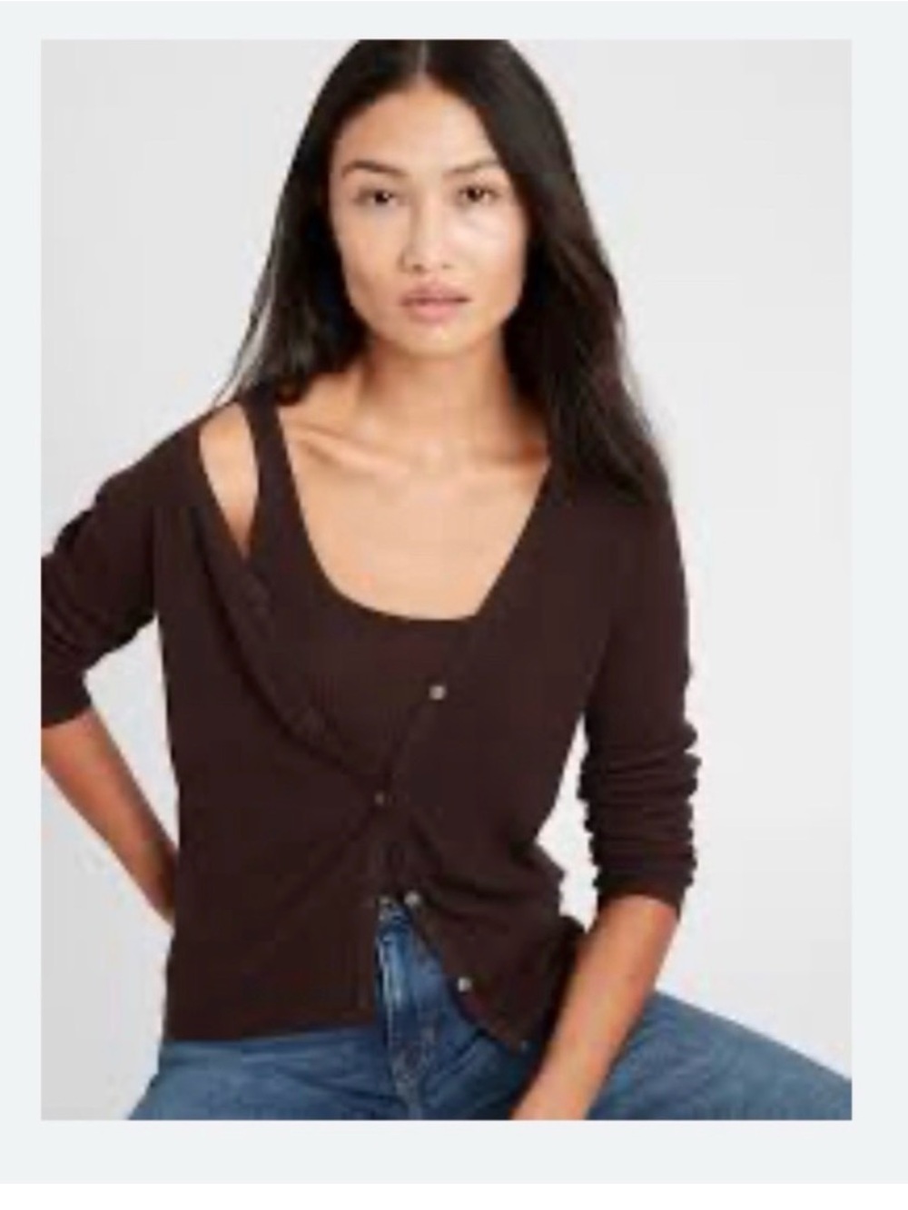 Banana Republic Cashmere Silk Blend Button-Front Women's Brown Cardigan - S